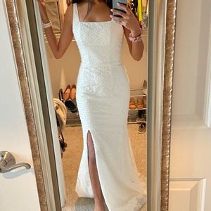 Custom-Made Beaded Sheath Wedding Dress